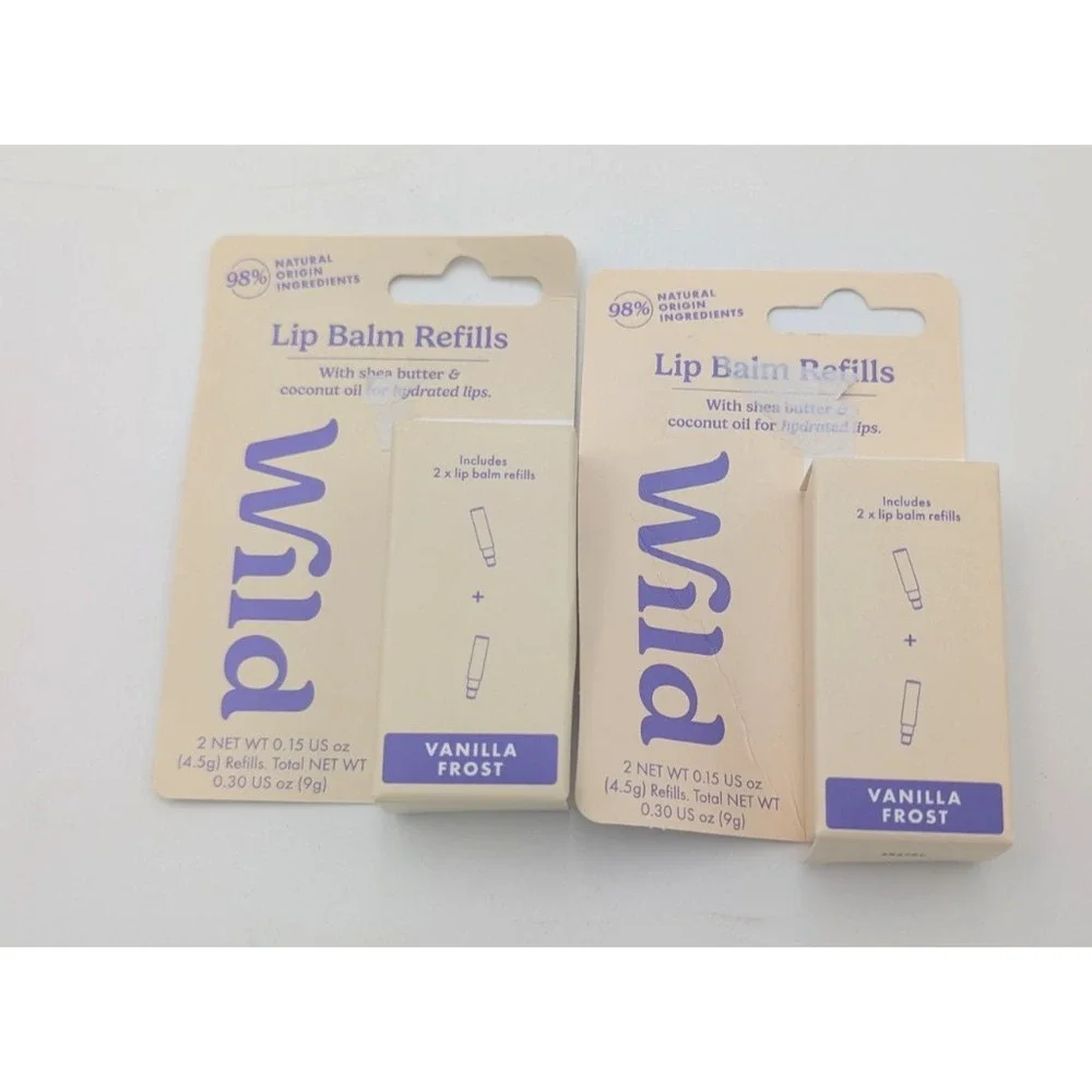 Lot 2 Packs Wild Lip Balm Refills 4 Total Vanilla frost NEW